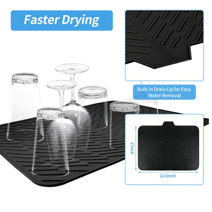 Silicone Drying Mat with Drain Lip