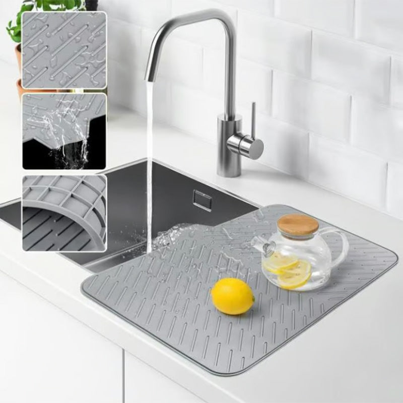 Silicone Drying Mat with Drain Lip