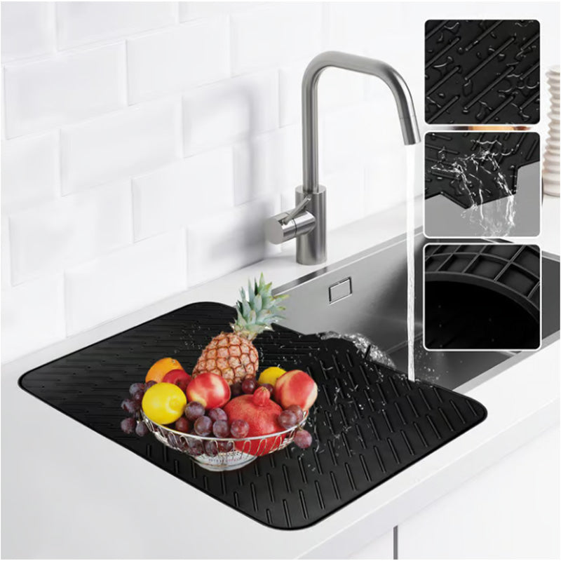 Silicone Drying Mat with Drain Lip