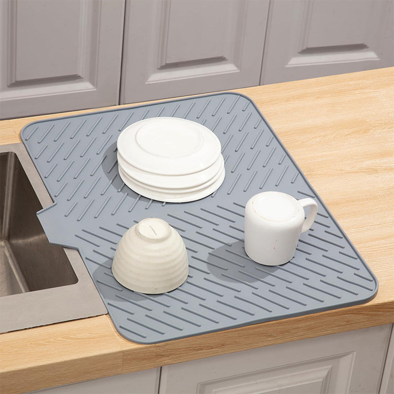 Silicone Drying Mat with Drain Lip
