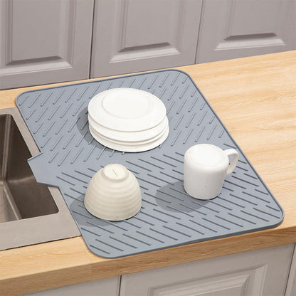 Silicone Drying Mat with Drain Lip