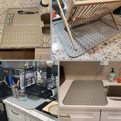 Silicone Drying Mat with Drain Lip