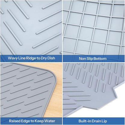 Silicone Drying Mat with Drain Lip